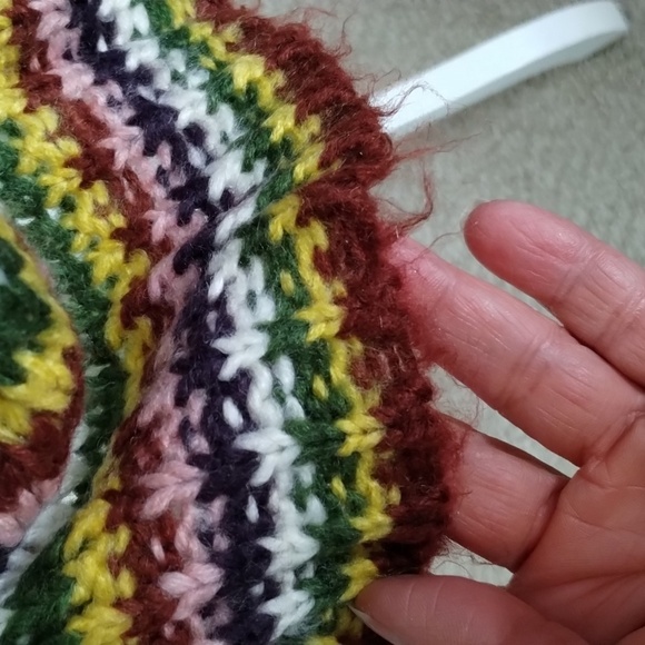 Jodifl multicolor Striped oversized sweater puff sleeve size large green yellow - Picture 4 of 14